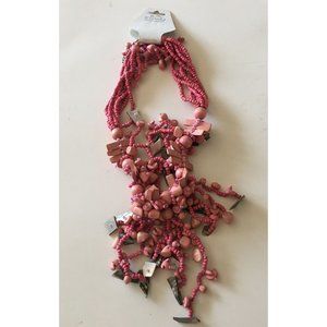 kissaka Pink simulated pearl neckless & Earring Set